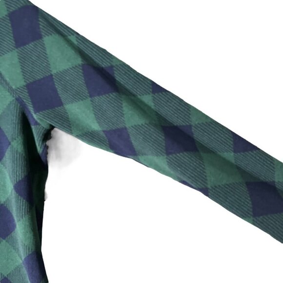 Eddie Bauer Sweater Women's Large Green Blue Plaid 1/4 Zip Fleece Size Large - Picture 3 of 7